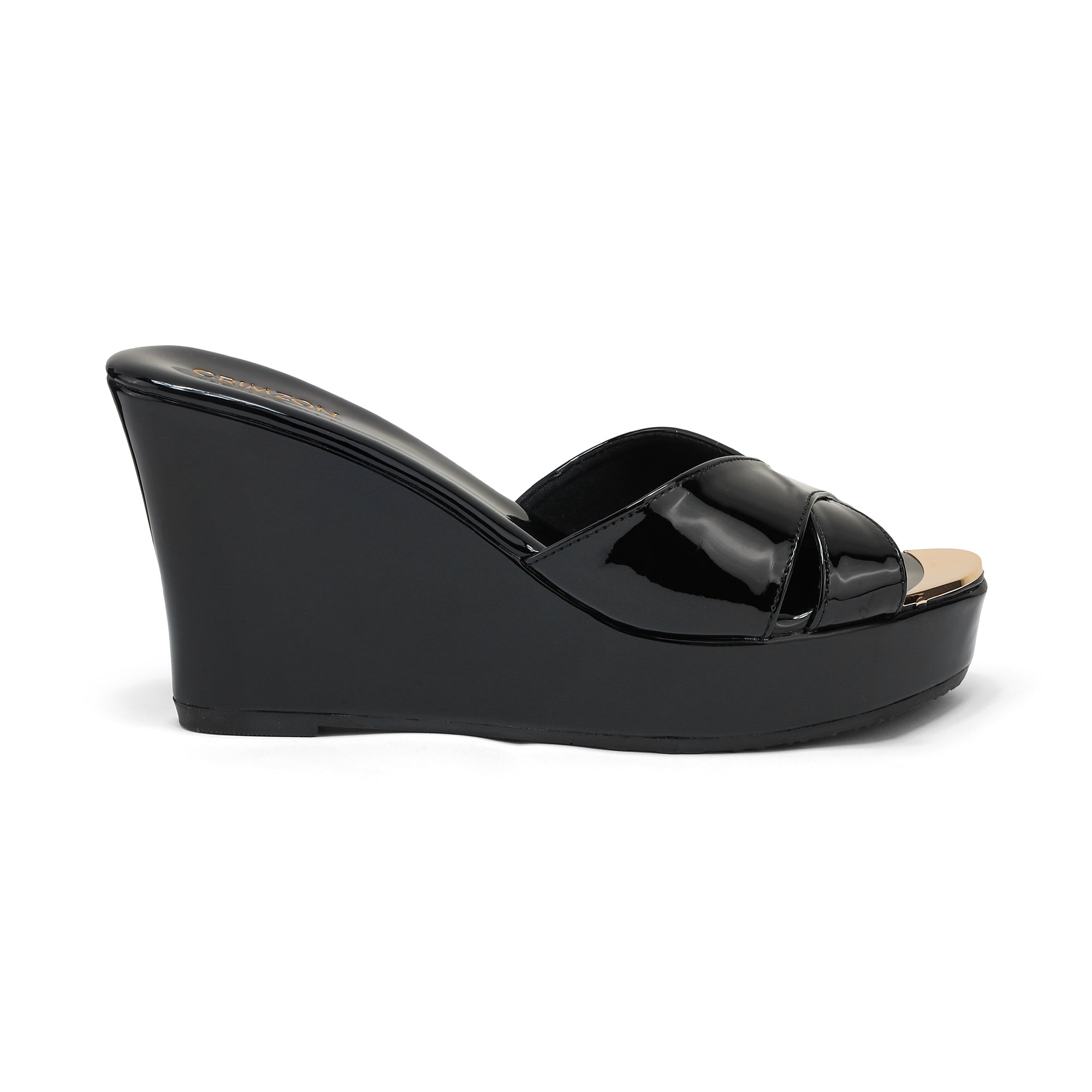 Aiyana- Black Wedges Side Angle Aiyana- Black Wedges Side Angle