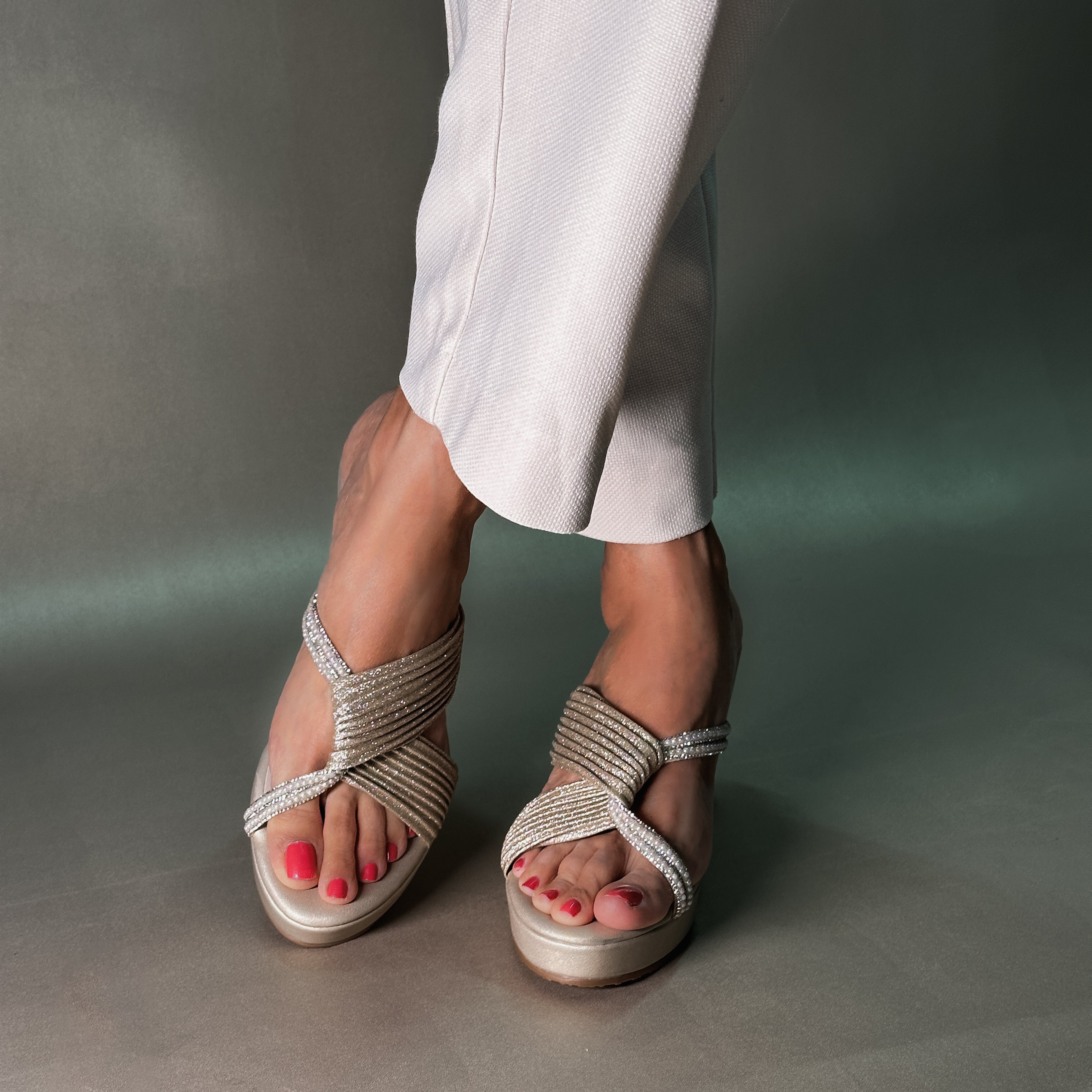 Crimzon -  Silver Wedges Sandals Crimzon -  Silver Wedges Sandals