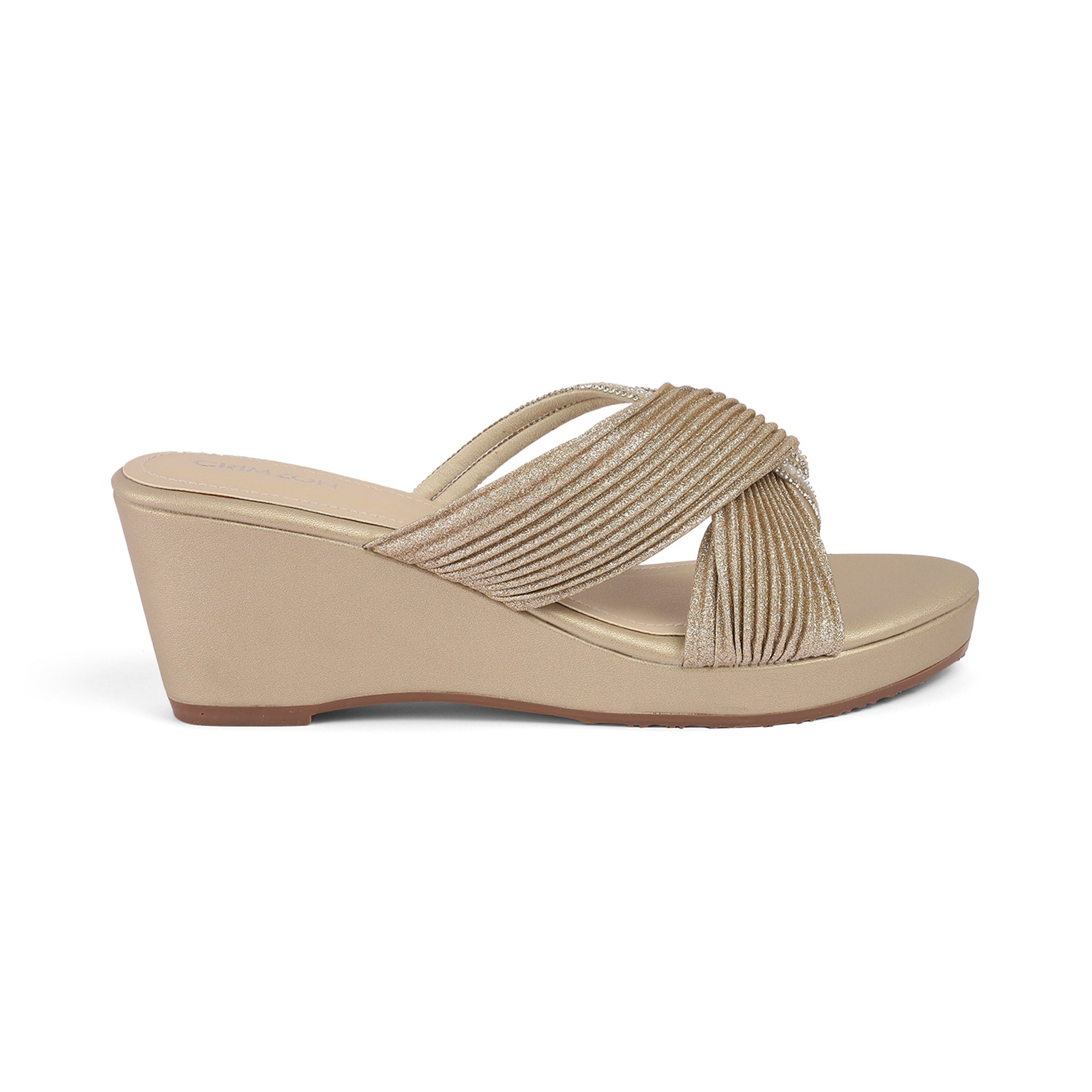 Crimzon -  Silver Wedges Sandals 2.5 inch Height  Crimzon -  Silver Wedges Sandals 2.5 inch Height