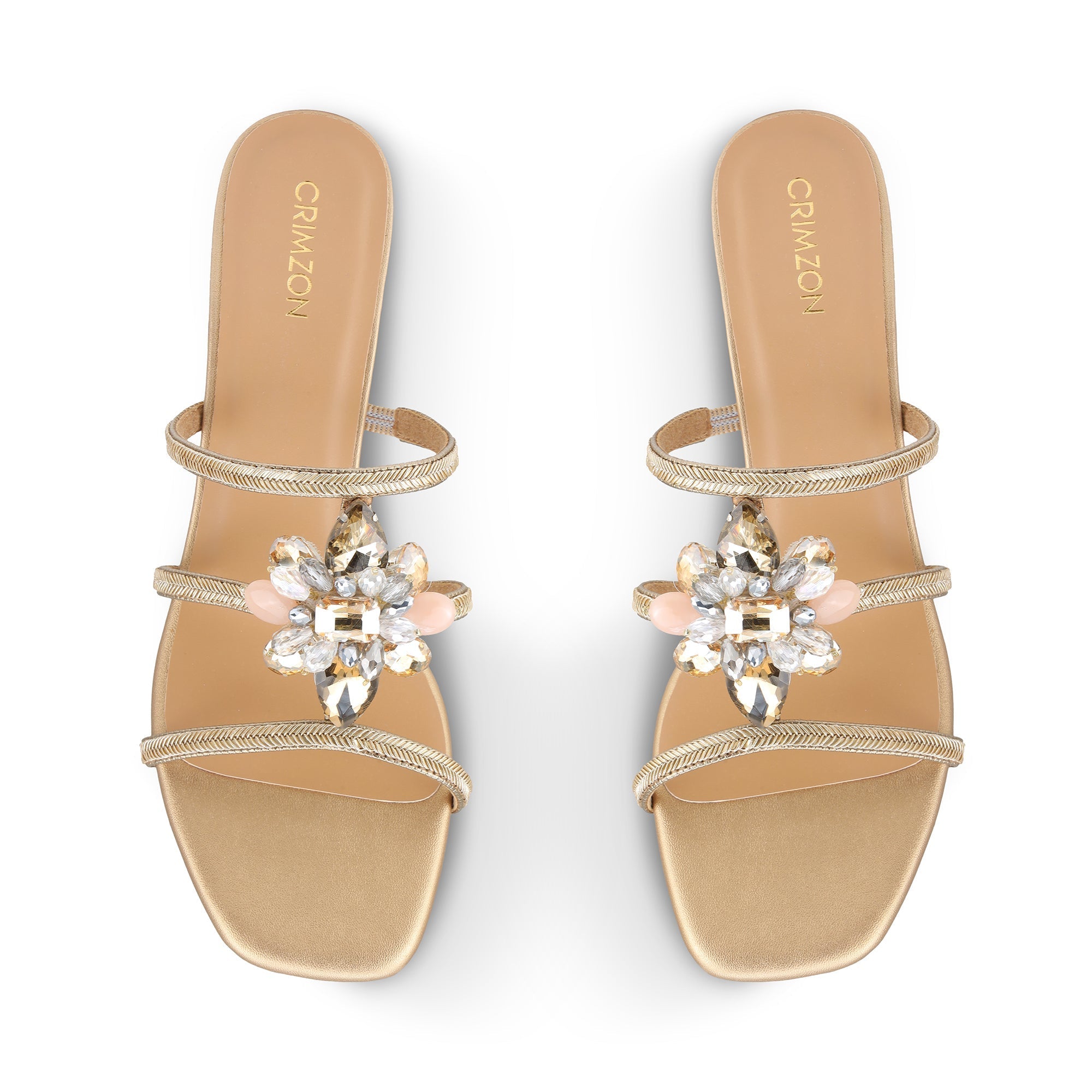 Crimzon - Bronze Block Heels Straps Top View Crimzon - Bronze Block Heels Straps Top View