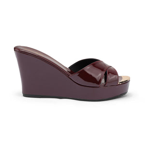 Aiyana- Burgundy Single Wedges Side Angle