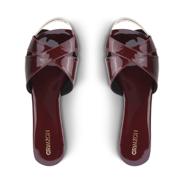 Aiyana- Burgundy Single Wedges Top Angle
