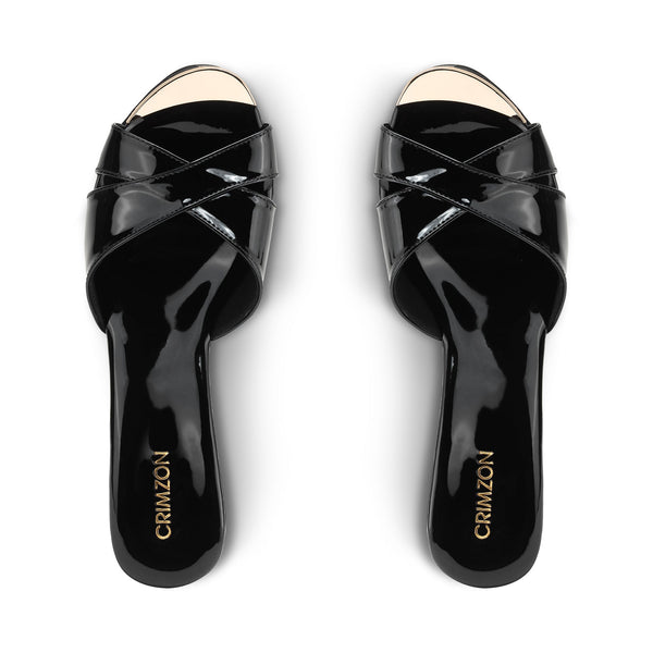 Aiyana- Black Wedges Top Angle