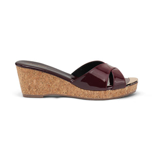 Aiyana- Burgundy Single Wedges Side Angle 2.5 Inches