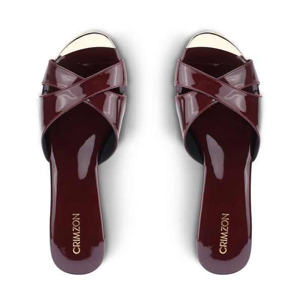 Aiyana- Burgundy Two Wedges 2.5 Inches Top Angle