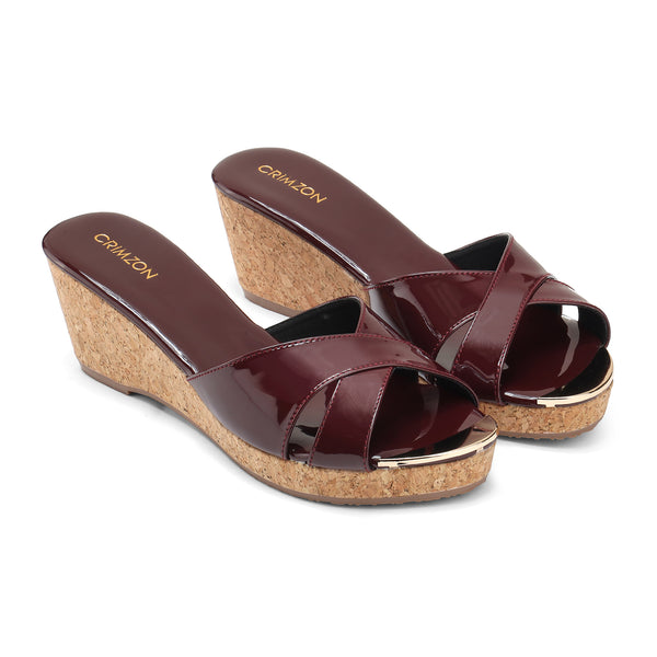 Aiyana- Burgundy Two Wedges 2.5 Inches