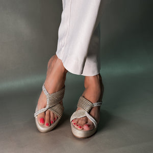 Crimzon -  Silver Wedges Sandals