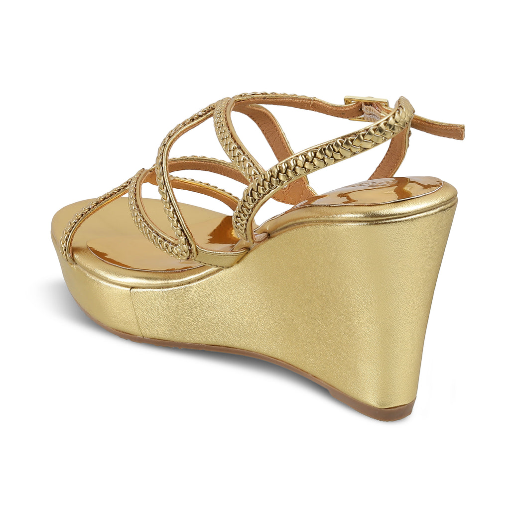 Alica- Gold Wedges Back Angle