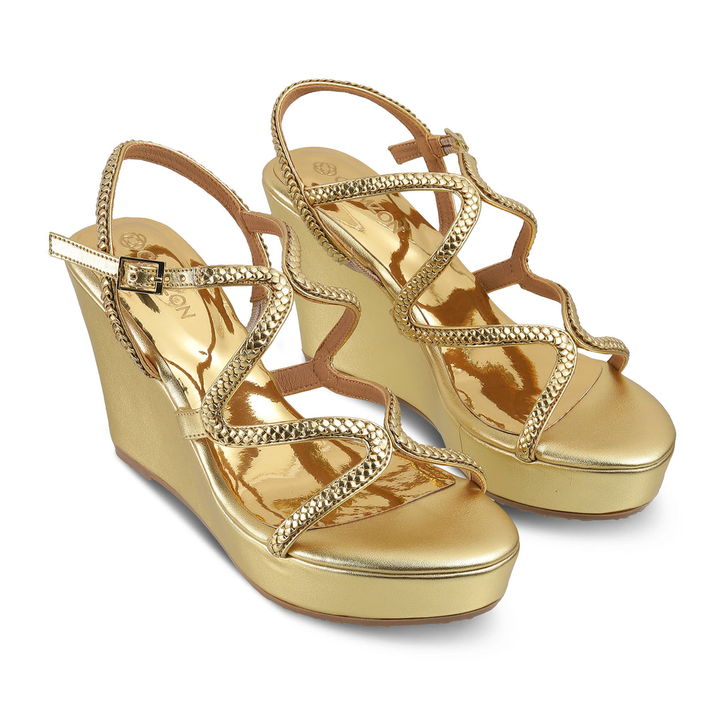 Alica- Gold Two Wedges